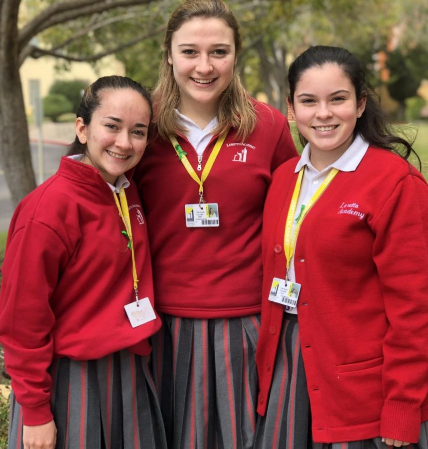 Photo courtesy of Celia Escobar. Student Body Secretary Ana Gonzalez, President Christina Urrea, and Vice President Ava Moreno (Left to right)