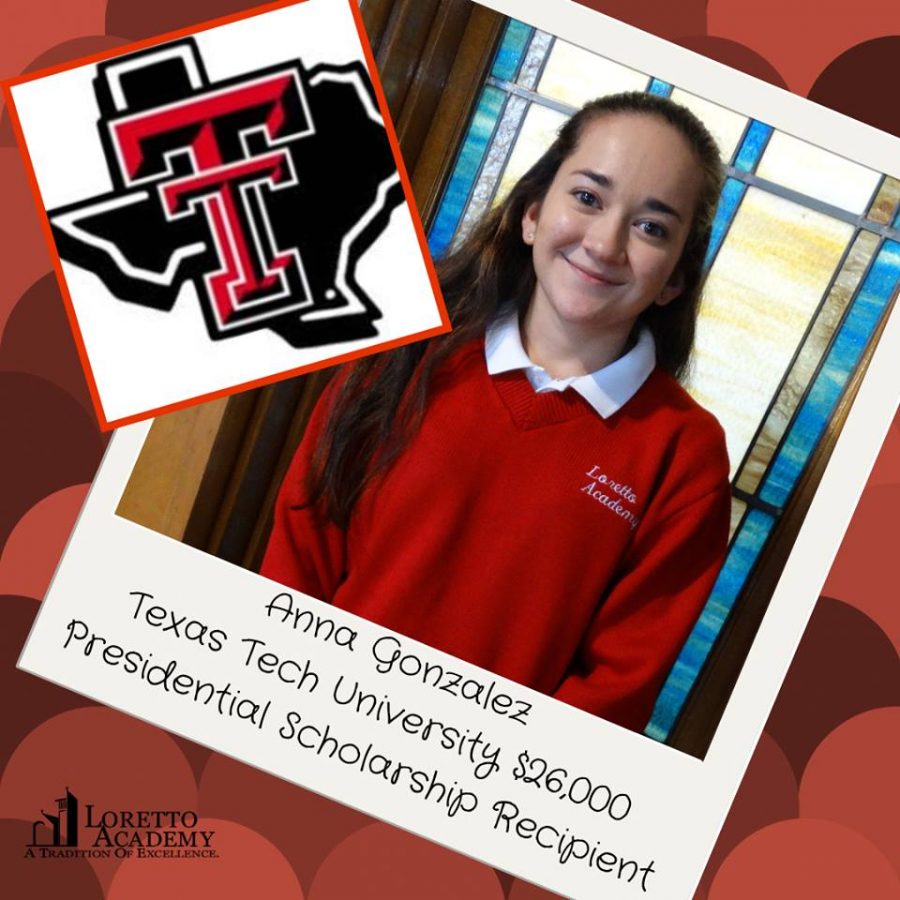 Anna Gonzalez, Loretto seniorand recipient of the Texas Tech Presidential Scholarship.  Photo courtesy of Loretto Academy.