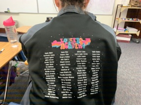 Senior Bonnie Abbott shows off her new jacket. Seniors can be seen sporting their new staple pieces in the hallways. Photo courtesy of Sybonae Acosta.