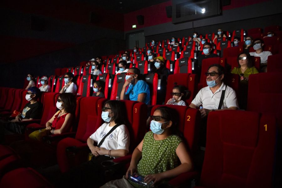 Movie theatre in Beijing during this global pandemic. Showing the future of theatres from now on. 