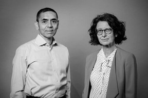Dr. Ugur Sahin pictured on the left and Dr. Özlem Türeci on the right. This couple led the research that led to the high efficacy rate of the Pfizer vaccine, now being distributed around the world. 