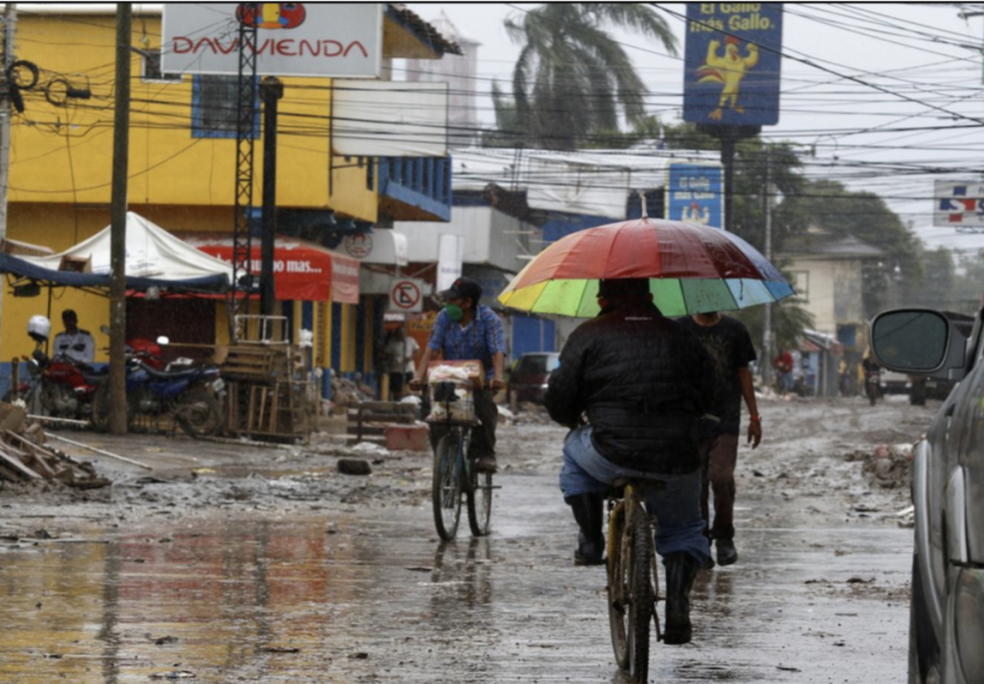 The city of La Lima,Honduras was destroyed after both Iota and Eta struck. Locals using bikes for transportation.
