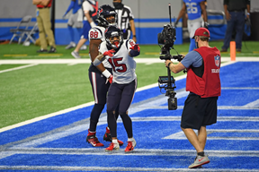 Wide receiver Will Fuller (#15) celebrating a touchdown. Fuller had 171 receiving yards and scored two touchdowns.

