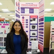 A picture of last years science fair first place winner, Samantha Perez.
Ms. Perez was in the senior division, Translational Medical Science.