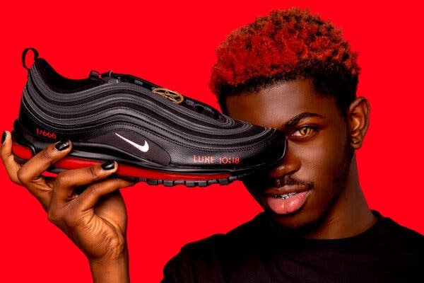 “Satan Shoes,” a collaboration between the company MSCHF and the rapper Lil Nas X. Sells for $1,018 a pair. 