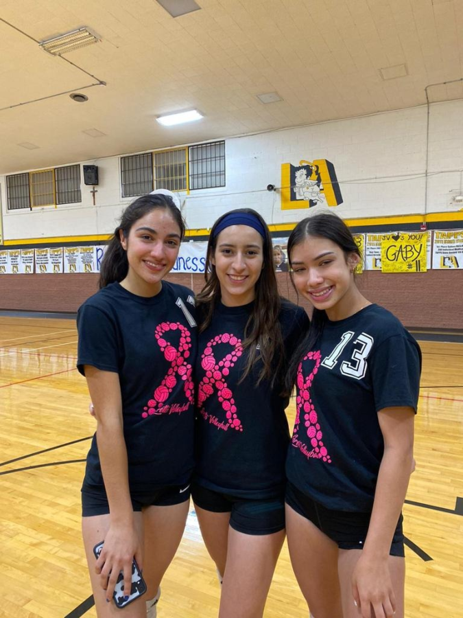 Seniors, Alyssa Apodaca (right)  and Gabriela Dominguez (left), celebrate their last game as Loretto Angels. As the seniors prepare to graduate, they get ready for the next chapter of their lives. 