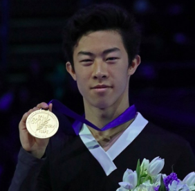 Nathan Chen holding his gold medal from the 2018 World Championship. He won gold in figure skating during this year’s 2022 Winter Olympics. Photo Courtesy of David W. Carmichael from Wikimedia Commons. 
