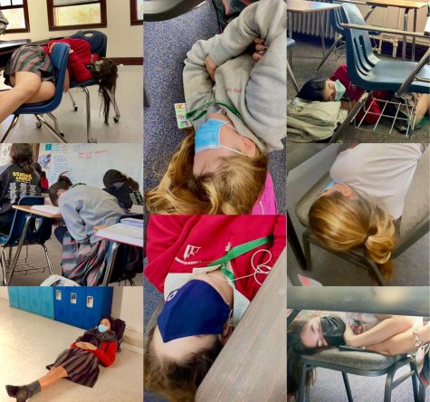 Several Loretto students are caught taking naps during school due to their lack of sleep at night. According to the CDC, about 72.7% of high schoolers dont get enough sleep. Photo courtesy of anonymous Loretto students.