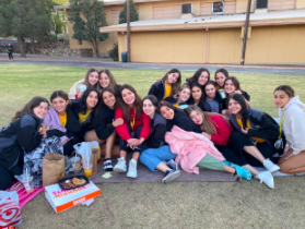 On May 6th, Loretto seniors met on the soccer field to celebrate their last week of school with senior sunrise.. Before attending school, the seniors planned a prank for the underclassmen. Photo courtesy of  Valentina Peraza 