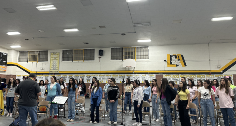 The choir girls are standing to begin singing. The performance was on May 9, 2023. Photo courtesy of Zuleika Botello
