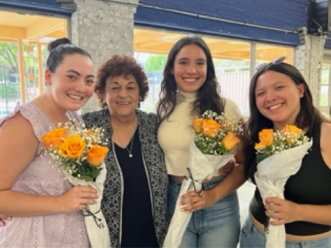 Seniors attend their final sports banquet at Loretto. From left to right: Jayne Nowak, Ms. Glover, Eloisa Urrea, and Josephine Kelly. Photo courtesy of Ms. Martinez