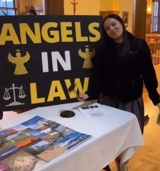 Senior Daniela Rodriguez presenting Angels in Law Club. Photo courtesy of Senior Christiane Tapia.
