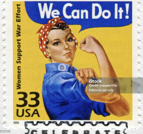 Stamp of Rosie The Riveter Saying We Can Do It! Photo Courtesy: Flickr 