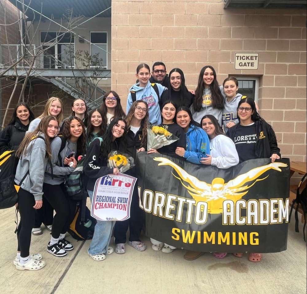 Loretto swim team traveling this year to regionals with coaches Ponzo and Zoe. Achieving greatness in the competition.
Photo courtesy of Oscar Nieto