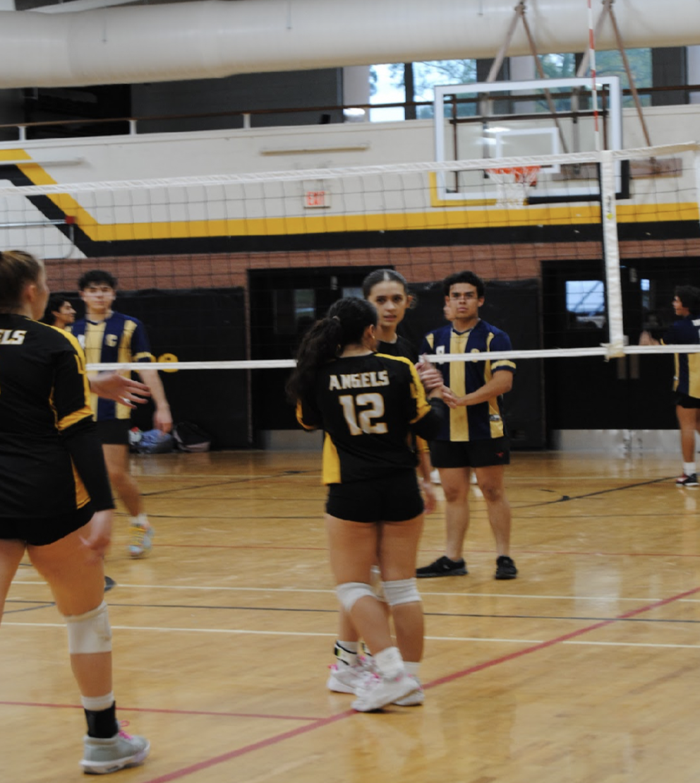 Doryan Nassri encourages teammate Lesley Castillo during the Battle of the Sexes game. The sisterhood within the team led them to their victory. Photo courtesy of Sofia Castillo (@sofies-flicksla).