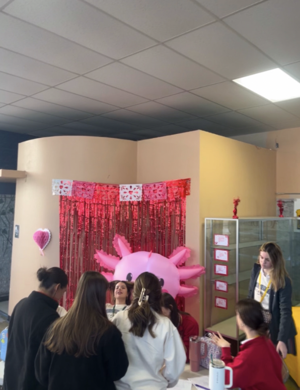 The International Club sells roses during lunch to promote the valentines day exchange. Photo Credit of Lyle Skillern.