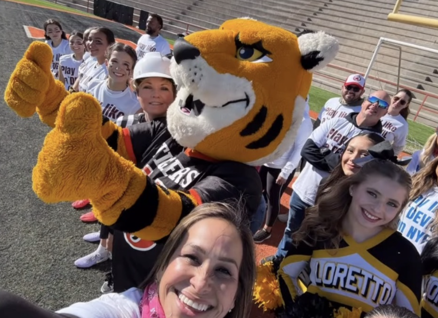 The Loretto Academy cheer team shows their spirit supporting the Habitat for Humanity organization.The event highlights how Loretto Academy’s athletes can make a positive impact in their local community. Photo courtesy of the Habitat El Paso instagram.