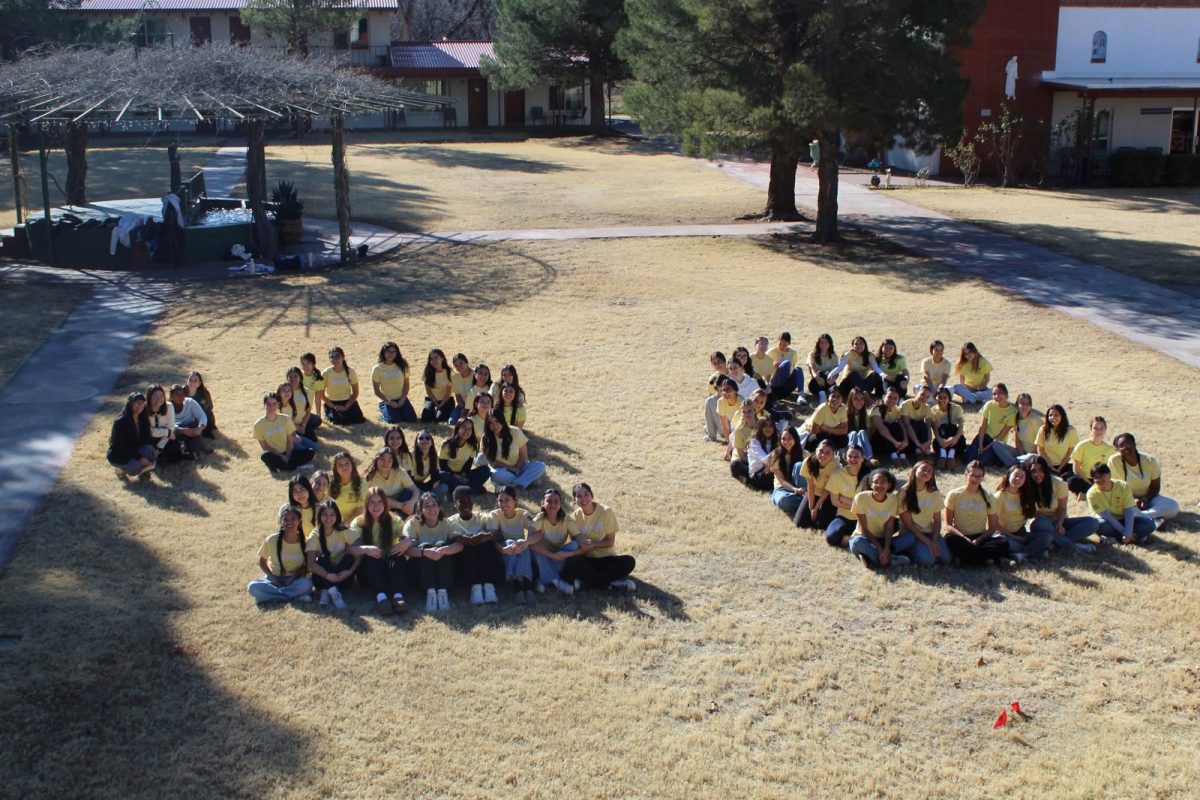 Seniors gather for annual photo representing their class year. Senior retreat happened for three days in Mesilla. Photo courtesy of Lucia Urrea.
