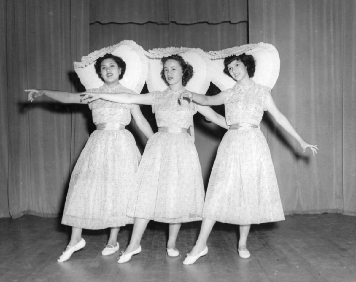 Three Loretto Academy students performing in a dance in the 1950s. This picture represents the beauty and love in which Loretto was founded on and strives to uphold. Photo courtesy of Loretto Academy Instagram page.